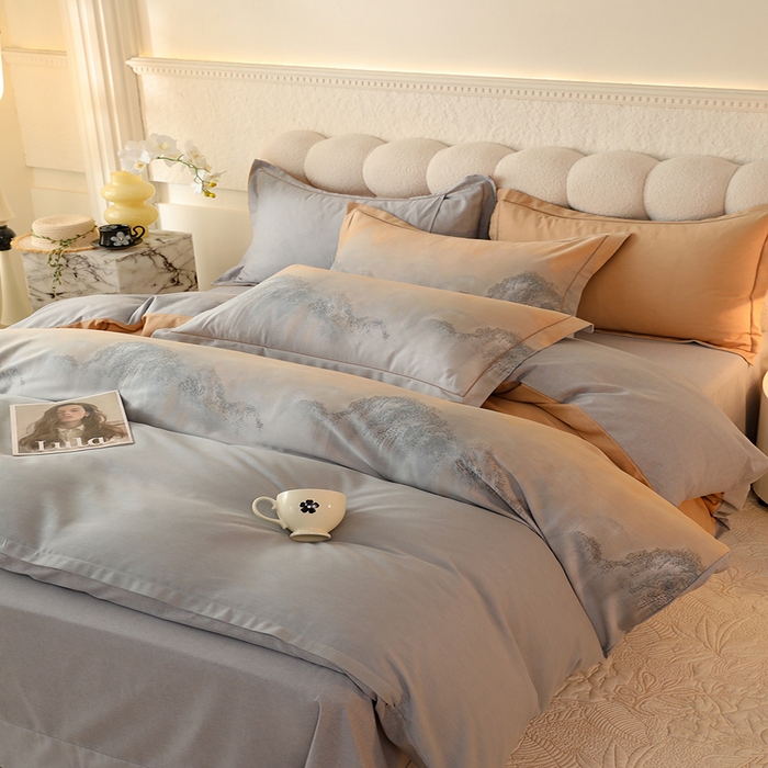 91家纺网 家纺一手货源 找家纺 磨毛世家家纺2025新款金太阳铂金四件套加厚四件套 秘境-黄