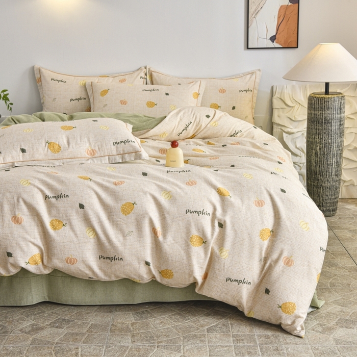 91家纺网 家纺一手货源 找家纺 磨毛世家家纺2025新款金太阳铂金四件套加厚四件套 囡囡瓜念-米