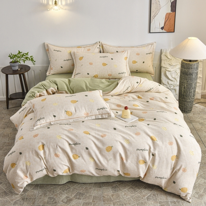 91家纺网 家纺一手货源 找家纺 磨毛世家家纺2025新款金太阳铂金四件套加厚四件套 囡囡瓜念-米