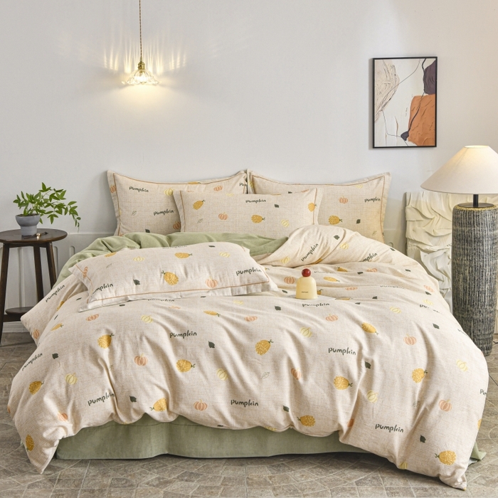 91家纺网 家纺一手货源 找家纺 磨毛世家家纺2025新款金太阳铂金四件套加厚四件套 囡囡瓜念-米