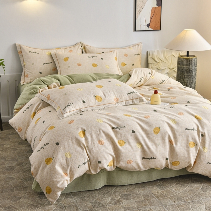 91家纺网 家纺一手货源 找家纺 磨毛世家家纺2025新款金太阳铂金四件套加厚四件套 囡囡瓜念-米