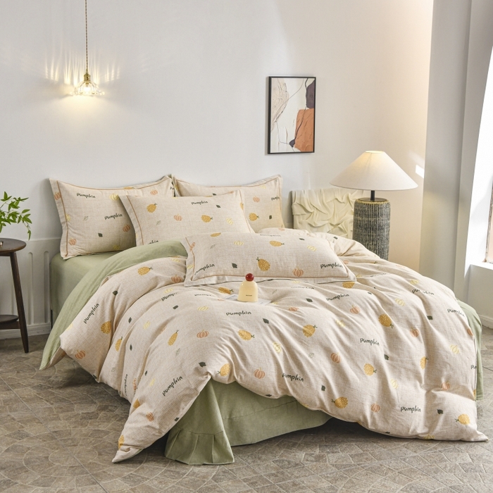 91家纺网 家纺一手货源 找家纺 磨毛世家家纺2025新款金太阳铂金四件套加厚四件套 囡囡瓜念-米