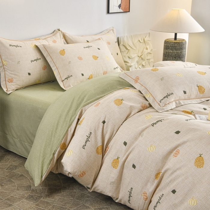 91家纺网 家纺一手货源 找家纺 磨毛世家家纺2025新款金太阳铂金四件套加厚四件套 囡囡瓜念-米