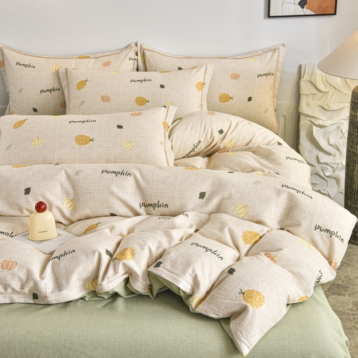 91家纺网 家纺一手货源 找家纺 磨毛世家家纺2025新款金太阳铂金四件套加厚四件套 囡囡瓜念-米