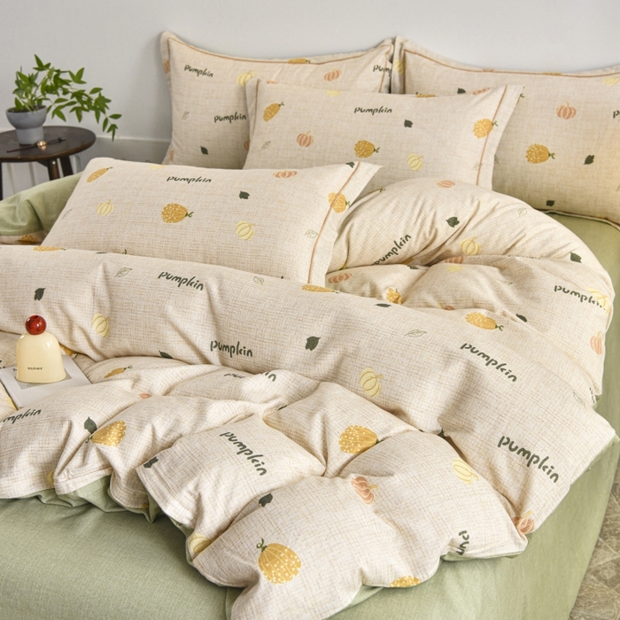 91家纺网 家纺一手货源 找家纺 磨毛世家家纺2025新款金太阳铂金四件套加厚四件套 囡囡瓜念-米