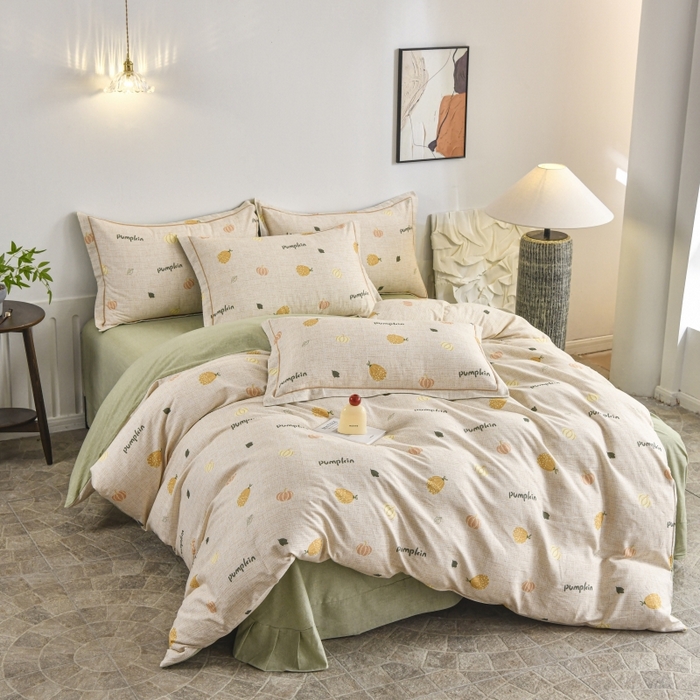 91家纺网 家纺一手货源 找家纺 磨毛世家家纺2025新款金太阳铂金四件套加厚四件套 囡囡瓜念-米