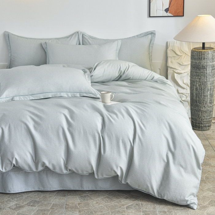 91家纺网 家纺一手货源 找家纺 磨毛世家家纺2025新款金太阳铂金四件套加厚四件套 嫩绿