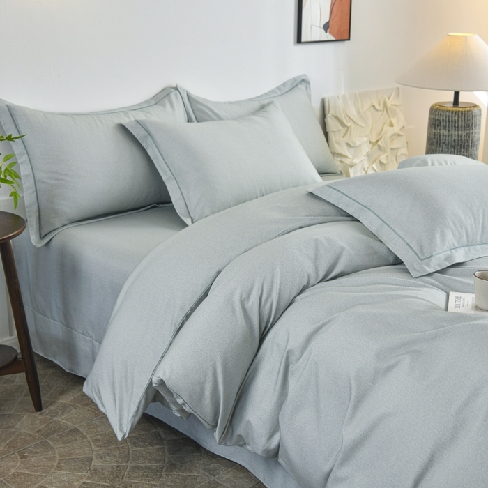 91家纺网 家纺一手货源 找家纺 磨毛世家家纺2025新款金太阳铂金四件套加厚四件套 嫩绿