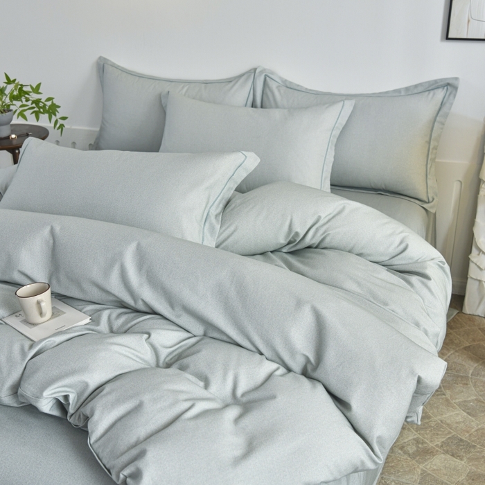 91家纺网 家纺一手货源 找家纺 磨毛世家家纺2025新款金太阳铂金四件套加厚四件套 嫩绿