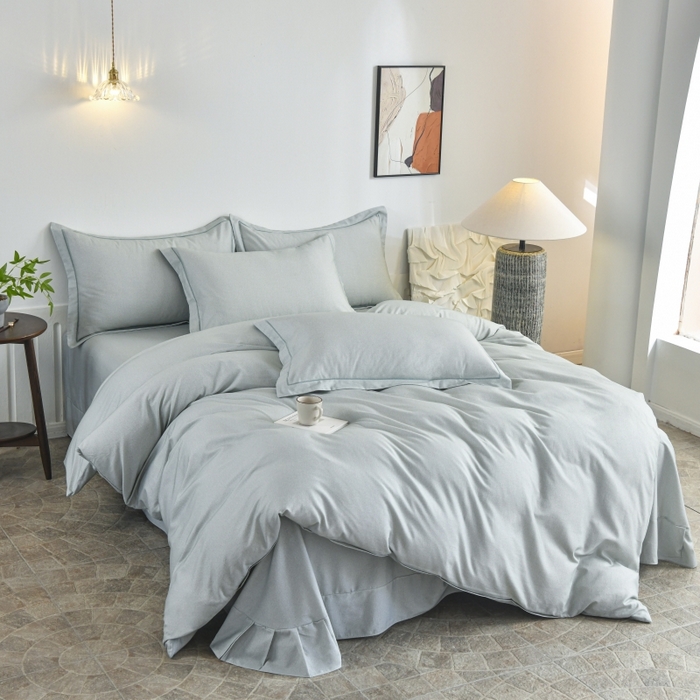 91家纺网 家纺一手货源 找家纺 磨毛世家家纺2025新款金太阳铂金四件套加厚四件套 嫩绿