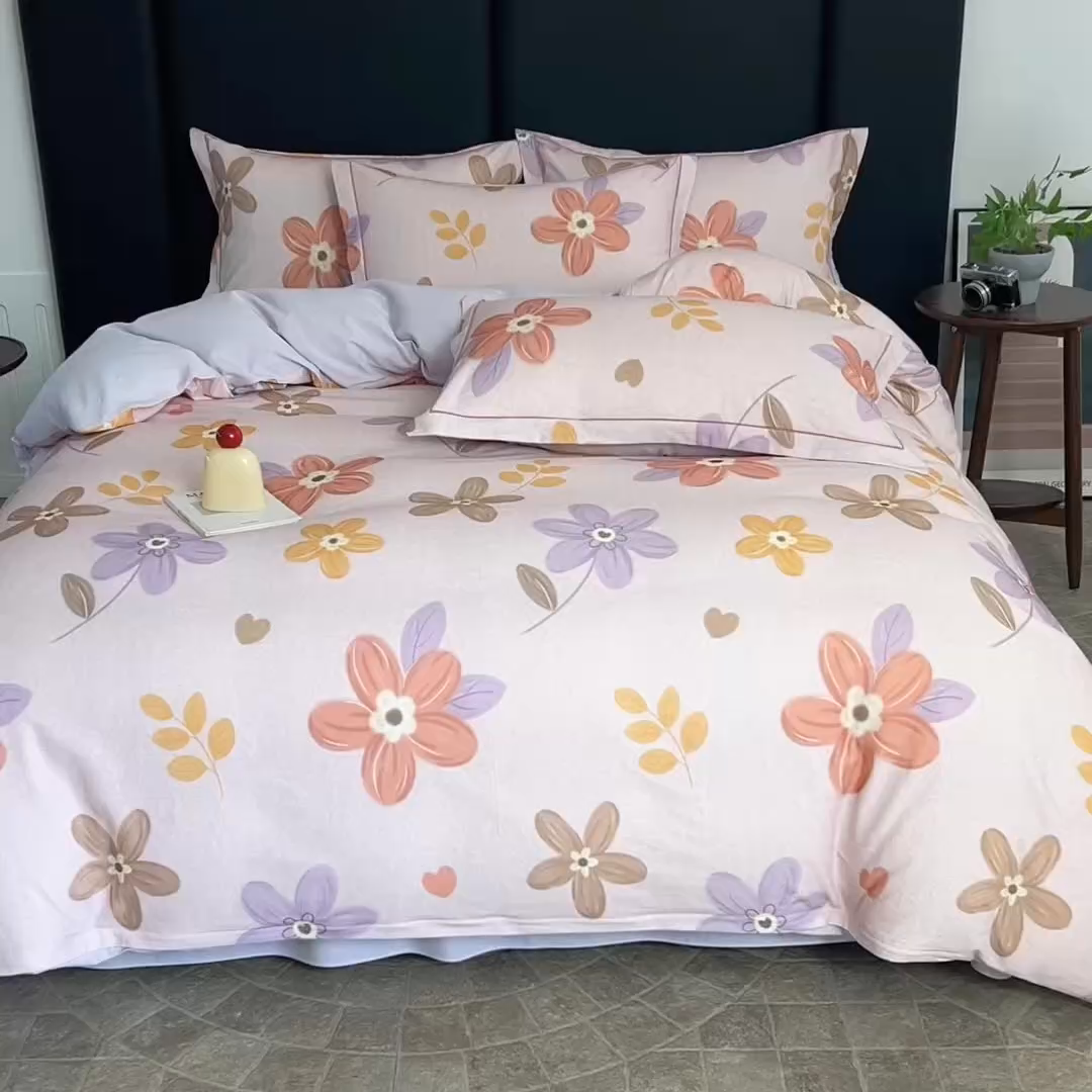 91家纺网 家纺一手货源 找家纺 磨毛世家家纺2025新款金太阳铂金四件套加厚四件套 暖语