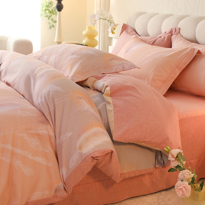 91家纺网 家纺一手货源 找家纺 磨毛世家家纺2025新款金太阳铂金四件套加厚四件套 飘渺