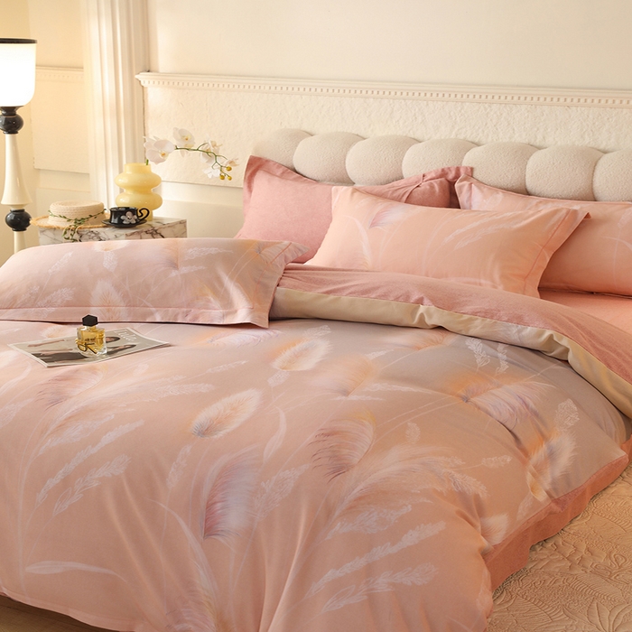 91家纺网 家纺一手货源 找家纺 磨毛世家家纺2025新款金太阳铂金四件套加厚四件套 飘渺