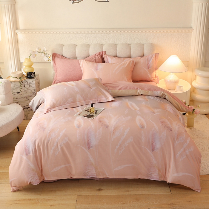 91家纺网 家纺一手货源 找家纺 磨毛世家家纺2025新款金太阳铂金四件套加厚四件套 飘渺