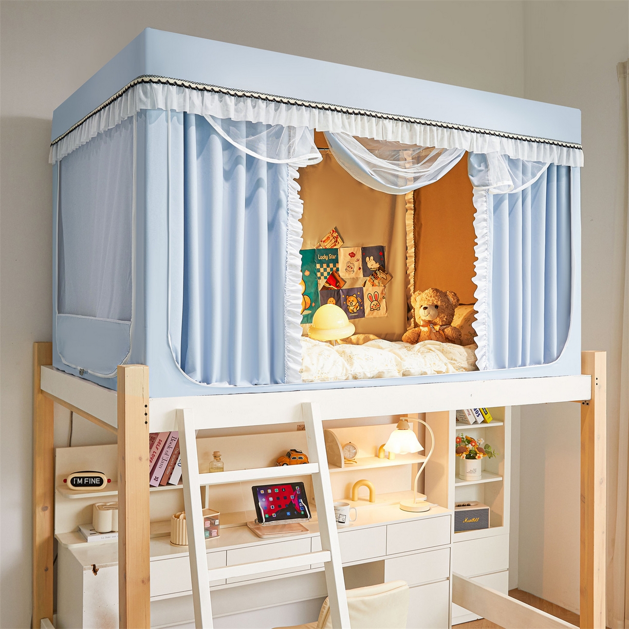 91家纺网 家纺一手货源 找家纺 （总）笙意家纺 2025新款学生季学生宿舍遮光床帘蚊帐