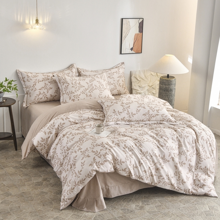 91家纺网 家纺一手货源 找家纺 磨毛世家家纺2025新款金太阳铂金四件套加厚四件套 叶倾城