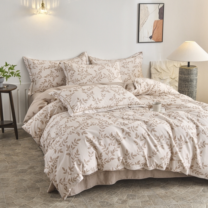 91家纺网 家纺一手货源 找家纺 磨毛世家家纺2025新款金太阳铂金四件套加厚四件套 叶倾城