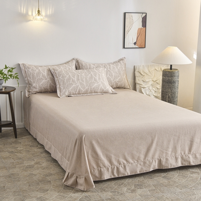 91家纺网 家纺一手货源 找家纺 磨毛世家家纺2025新款金太阳铂金四件套加厚四件套 叶语