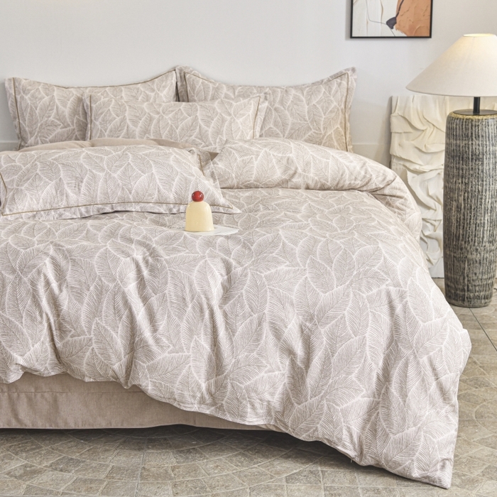 91家纺网 家纺一手货源 找家纺 磨毛世家家纺2025新款金太阳铂金四件套加厚四件套 叶语