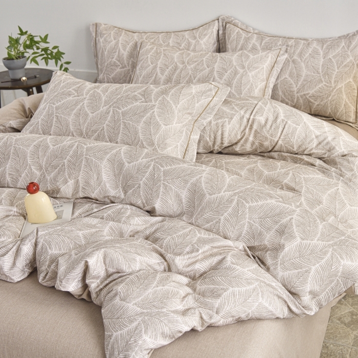 91家纺网 家纺一手货源 找家纺 磨毛世家家纺2025新款金太阳铂金四件套加厚四件套 叶语