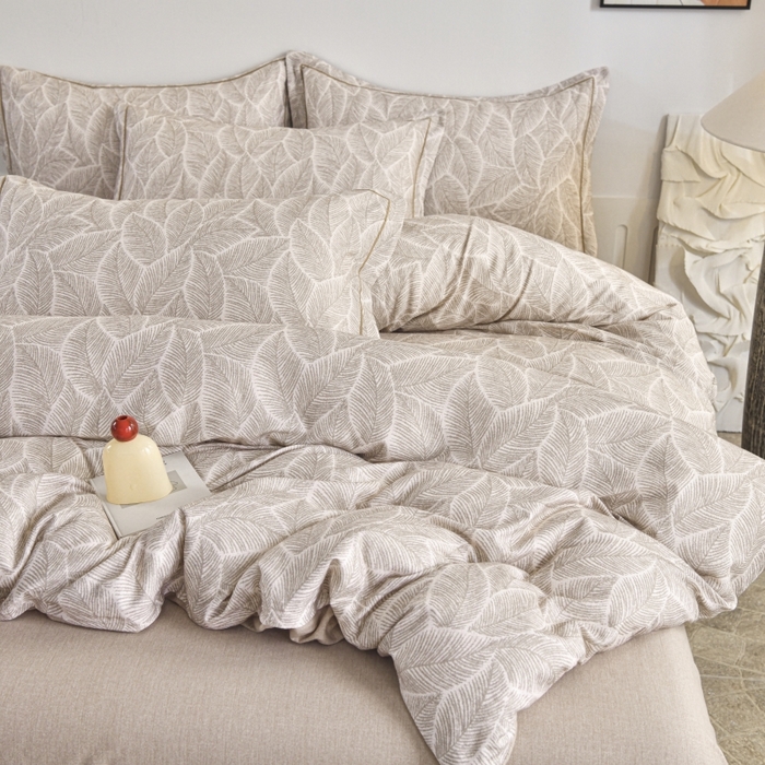 91家纺网 家纺一手货源 找家纺 磨毛世家家纺2025新款金太阳铂金四件套加厚四件套 叶语