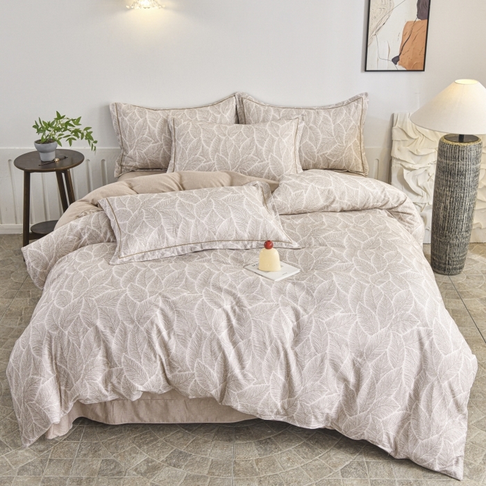 磨毛世家家纺2025新款金太阳铂金四件套加厚四件套 叶语