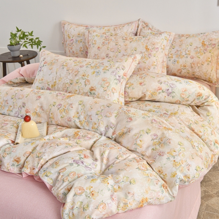 91家纺网 家纺一手货源 找家纺 磨毛世家家纺2025新款金太阳铂金四件套加厚四件套 伊甸花园-玉