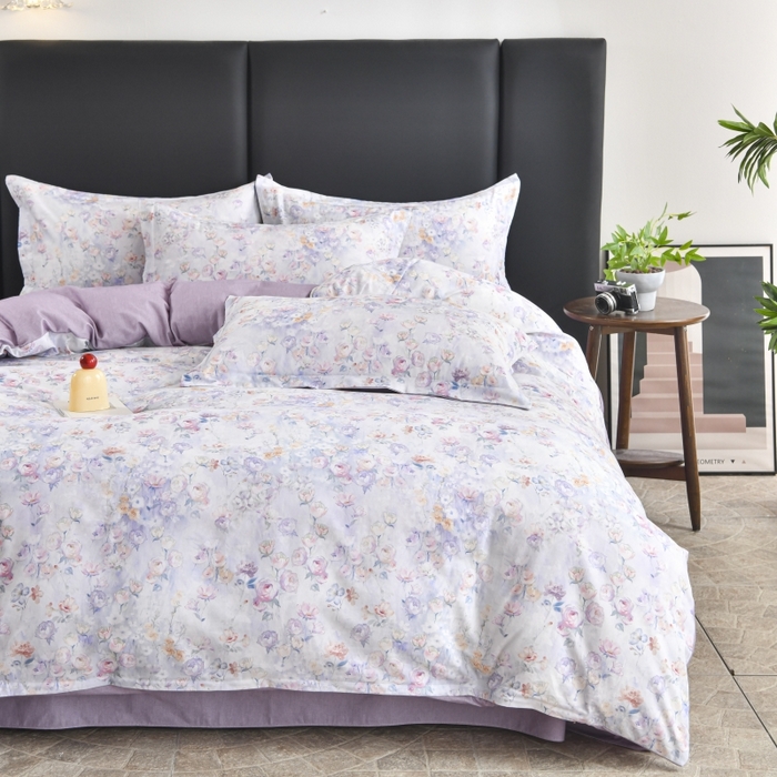 91家纺网 家纺一手货源 找家纺 磨毛世家家纺2025新款金太阳铂金四件套加厚四件套 伊甸花园-紫