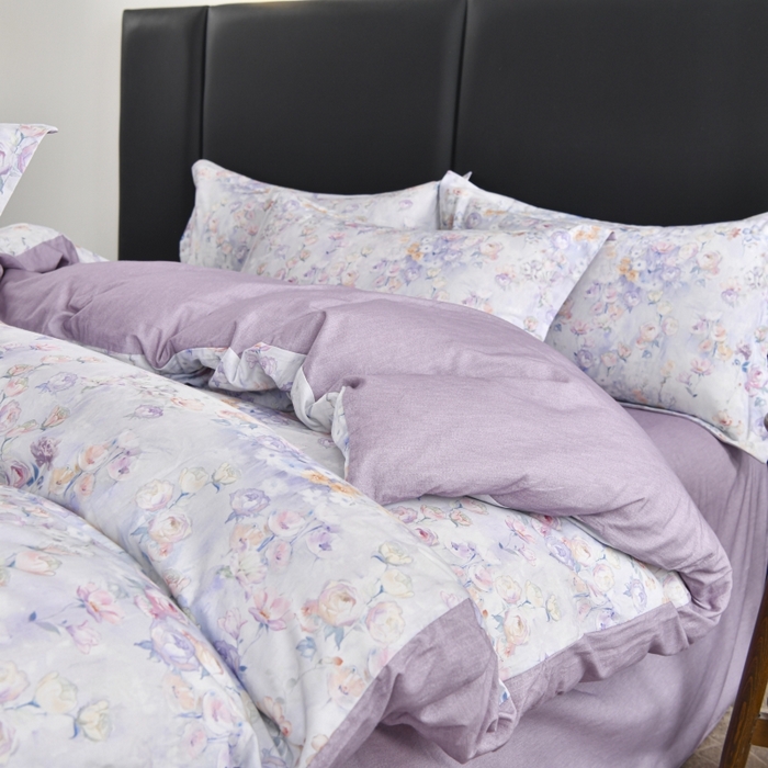 91家纺网 家纺一手货源 找家纺 磨毛世家家纺2025新款金太阳铂金四件套加厚四件套 伊甸花园-紫