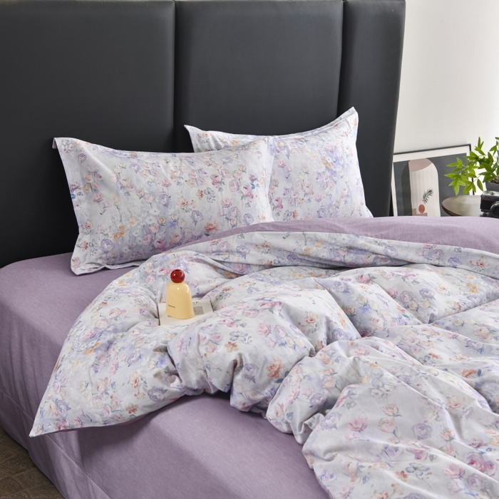 91家纺网 家纺一手货源 找家纺 磨毛世家家纺2025新款金太阳铂金四件套加厚四件套 伊甸花园-紫