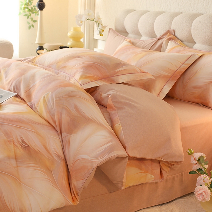 91家纺网 家纺一手货源 找家纺 磨毛世家家纺2025新款金太阳铂金四件套加厚四件套 羽诺