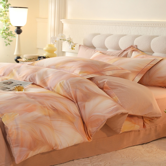 91家纺网 家纺一手货源 找家纺 磨毛世家家纺2025新款金太阳铂金四件套加厚四件套 羽诺