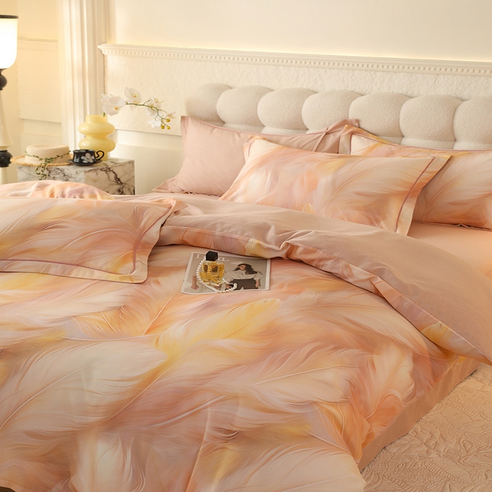 91家纺网 家纺一手货源 找家纺 磨毛世家家纺2025新款金太阳铂金四件套加厚四件套 羽诺