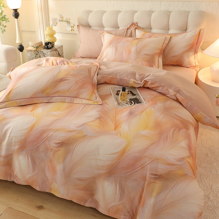 91家纺网 家纺一手货源 找家纺 磨毛世家家纺2025新款金太阳铂金四件套加厚四件套 羽诺