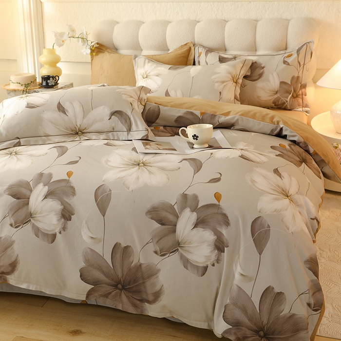 91家纺网 家纺一手货源 找家纺 磨毛世家家纺2025新款金太阳铂金四件套加厚四件套 芷岸澜庭