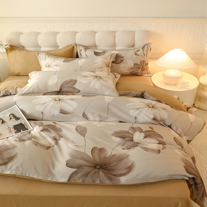 91家纺网 家纺一手货源 找家纺 磨毛世家家纺2025新款金太阳铂金四件套加厚四件套 芷岸澜庭