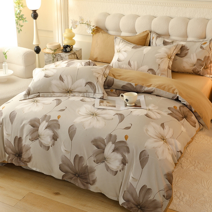 91家纺网 家纺一手货源 找家纺 磨毛世家家纺2025新款金太阳铂金四件套加厚四件套 芷岸澜庭