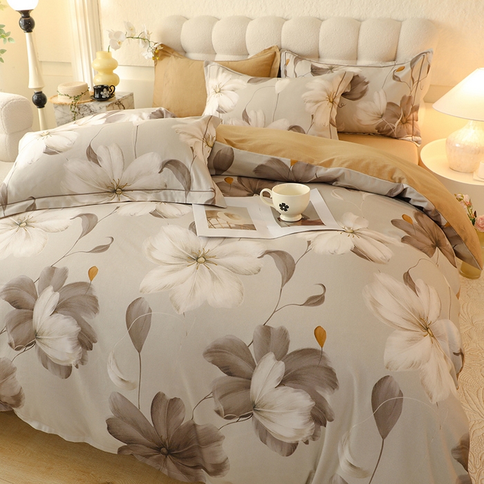 91家纺网 家纺一手货源 找家纺 磨毛世家家纺2025新款金太阳铂金四件套加厚四件套 芷岸澜庭