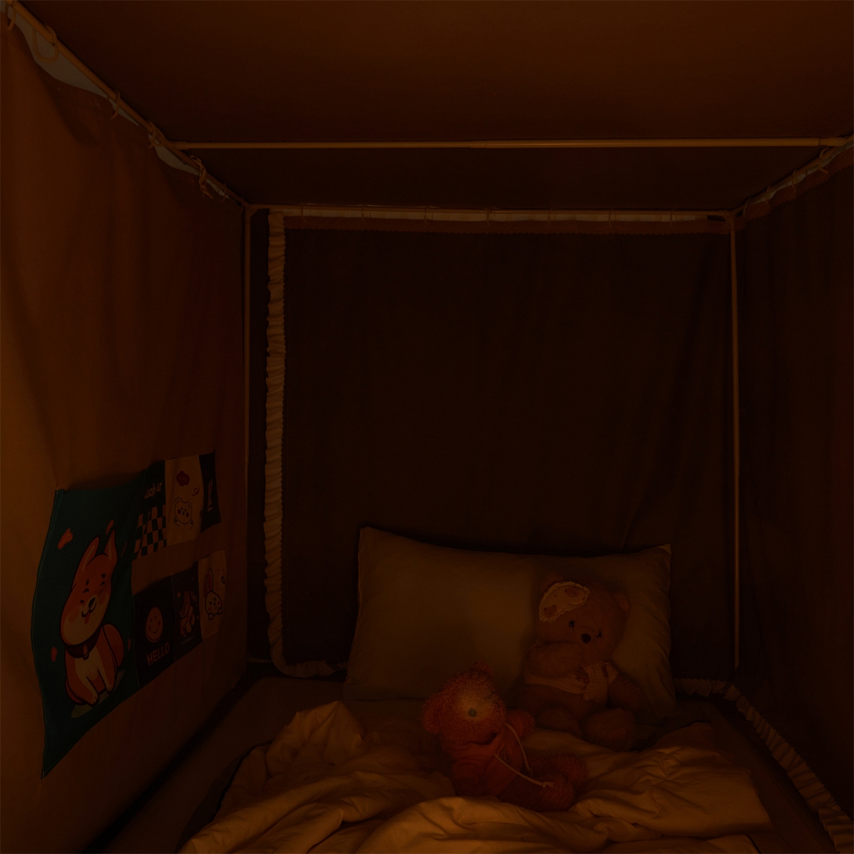 91家纺网 家纺一手货源 找家纺 笙意家纺 2025新款学生季学生宿舍遮光床帘蚊帐 花期-米白