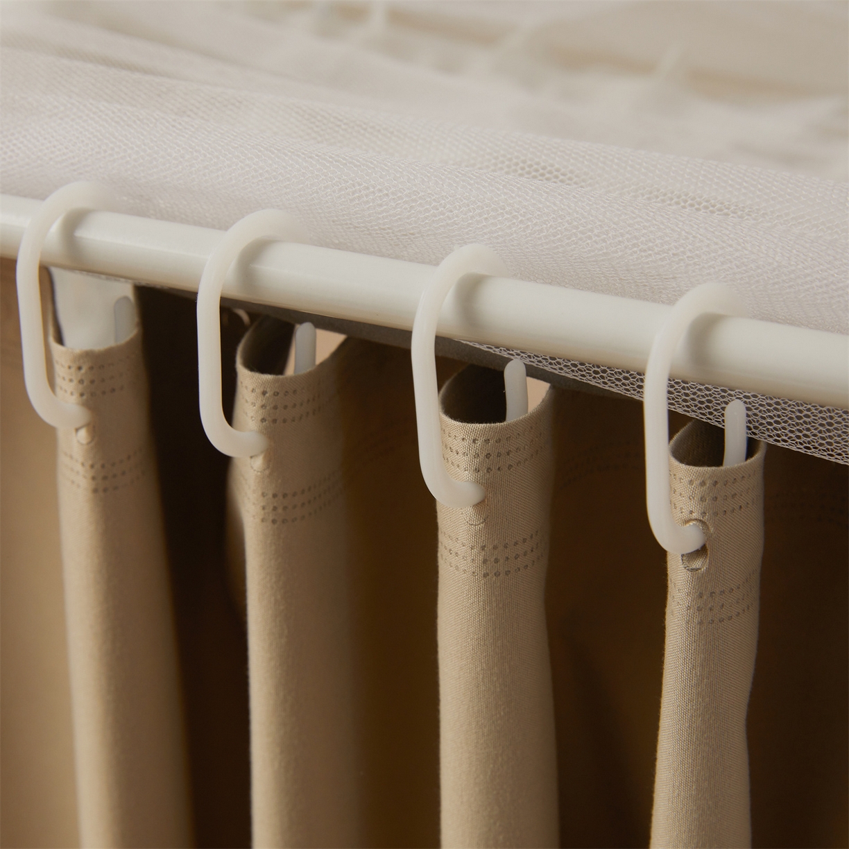 91家纺网 家纺一手货源 找家纺 笙意家纺 2025新款学生季学生宿舍遮光床帘蚊帐 花期-米白