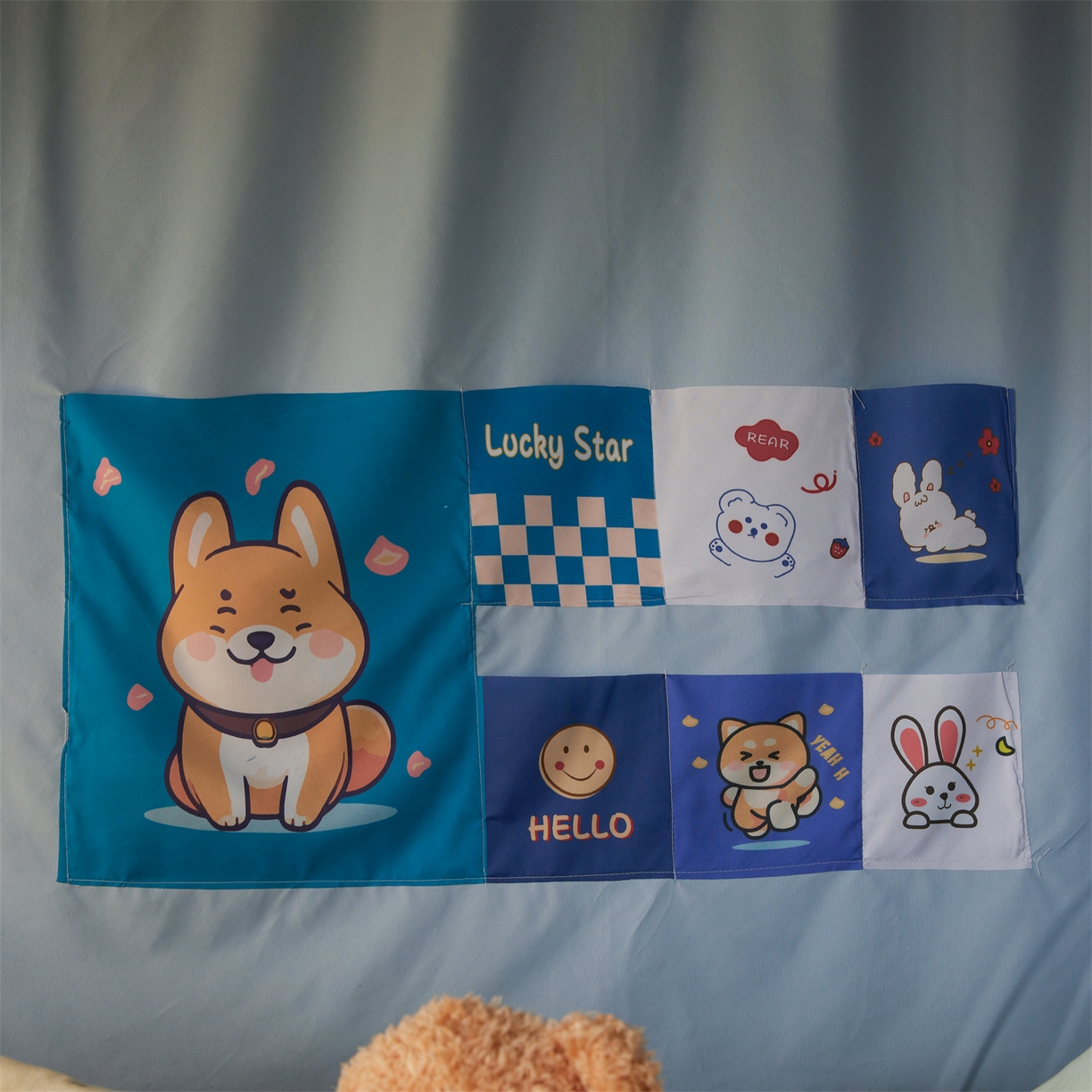 91家纺网 家纺一手货源 找家纺 笙意家纺 2025新款学生季学生宿舍遮光床帘蚊帐 花期-浅蓝