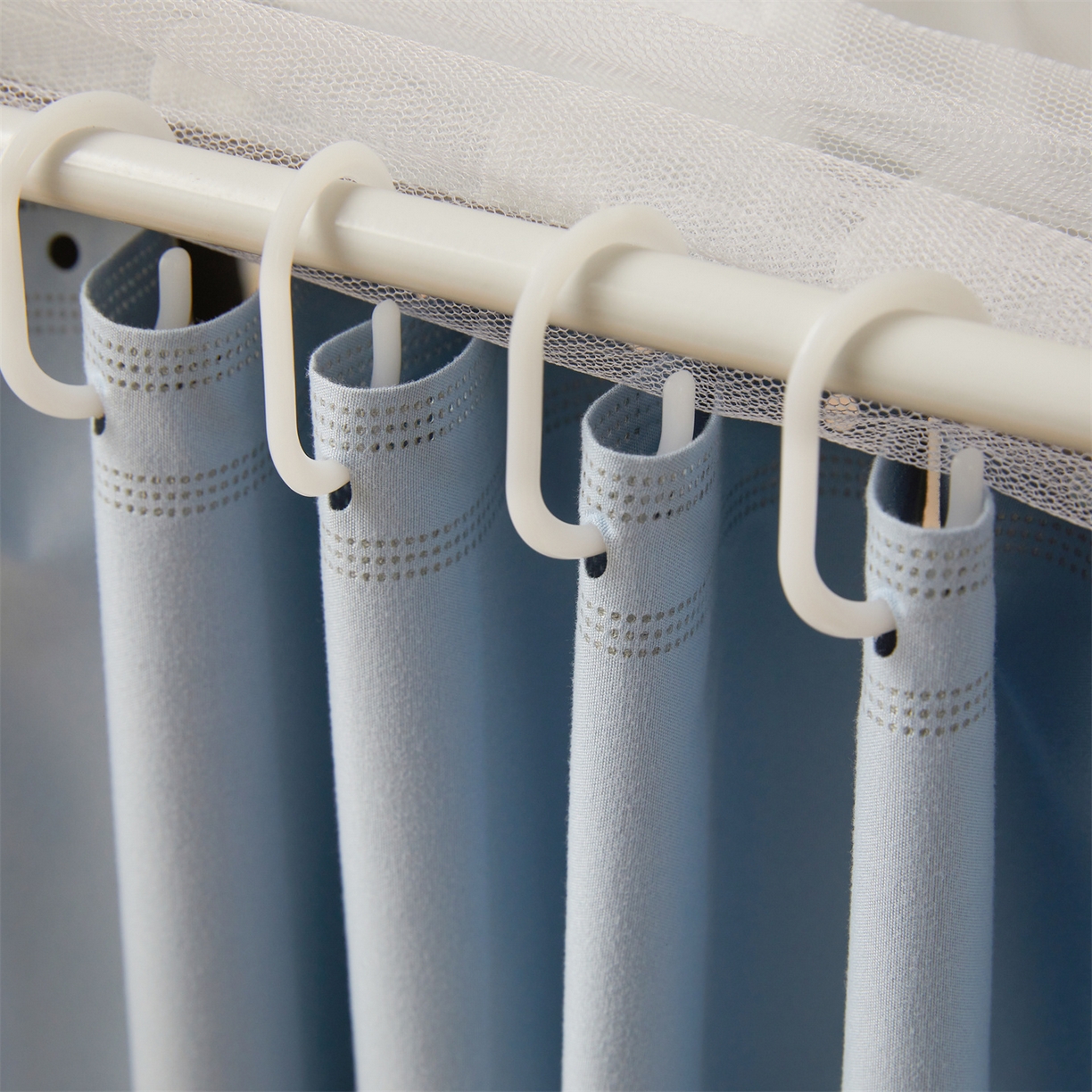 91家纺网 家纺一手货源 找家纺 笙意家纺 2025新款学生季学生宿舍遮光床帘蚊帐 花期-浅蓝