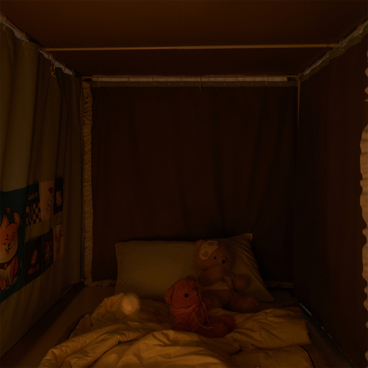 91家纺网 家纺一手货源 找家纺 笙意家纺 2025新款学生季学生宿舍遮光床帘蚊帐 花期-浅蓝