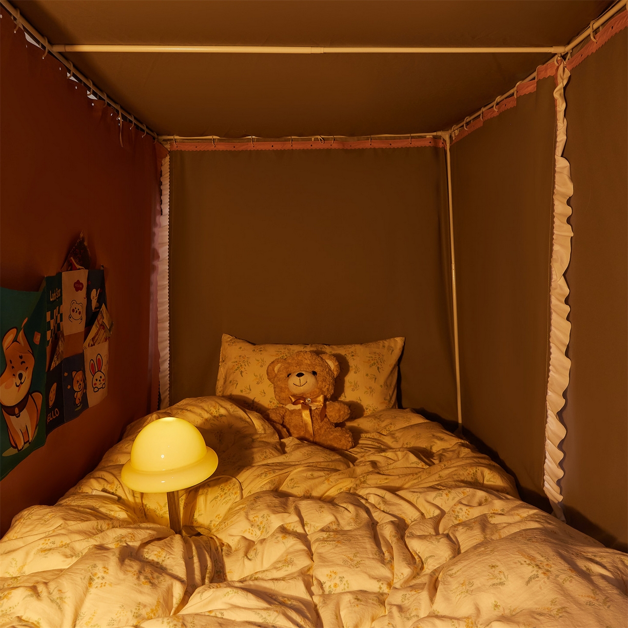 91家纺网 家纺一手货源 找家纺 笙意家纺 2025新款学生季学生宿舍遮光床帘蚊帐 如梦-粉玉