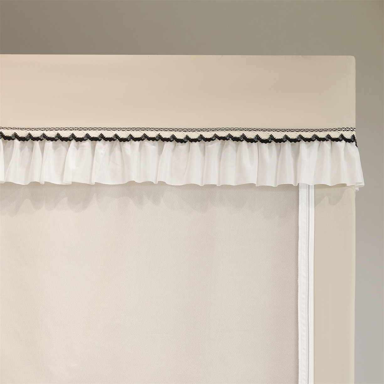 91家纺网 家纺一手货源 找家纺 笙意家纺 2025新款学生季学生宿舍遮光床帘蚊帐 如梦-米白