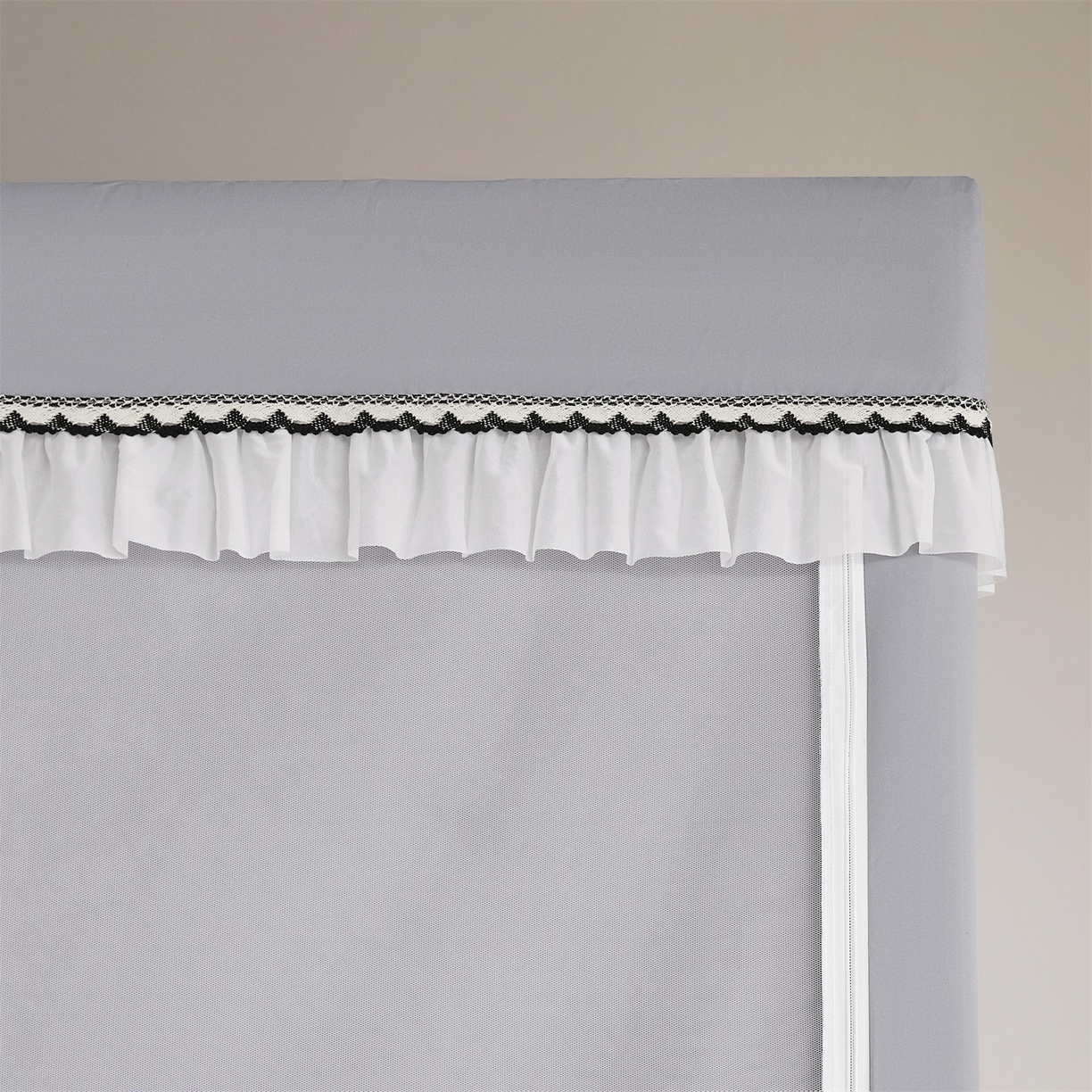 91家纺网 家纺一手货源 找家纺 笙意家纺 2025新款学生季学生宿舍遮光床帘蚊帐 如梦-浅灰