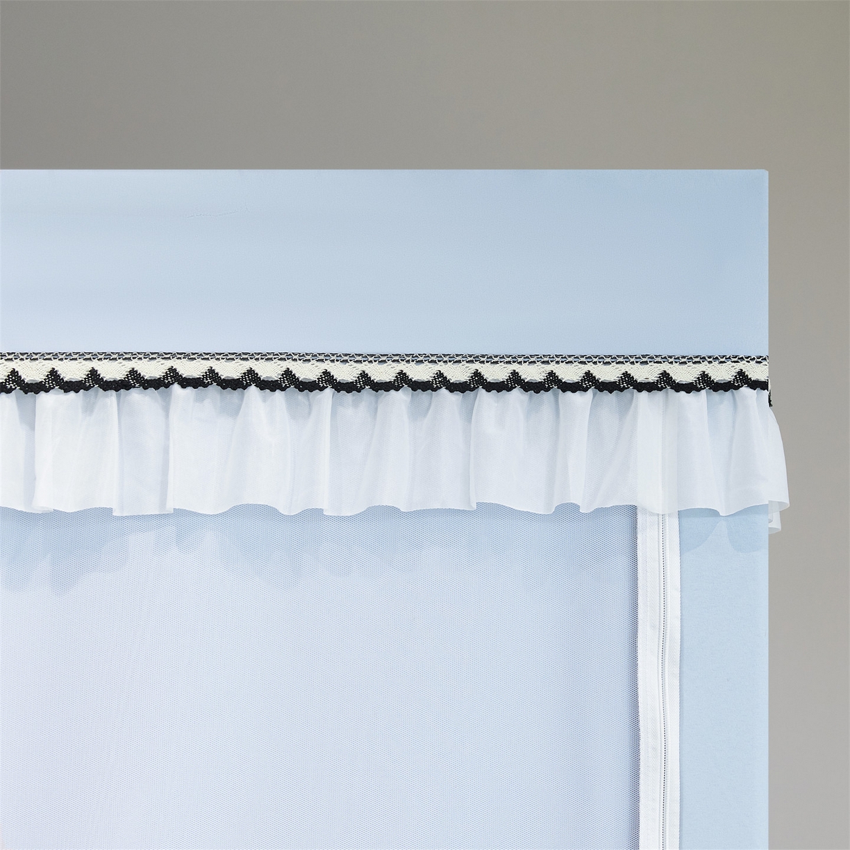 91家纺网 家纺一手货源 找家纺 笙意家纺 2025新款学生季学生宿舍遮光床帘蚊帐 如梦-浅蓝