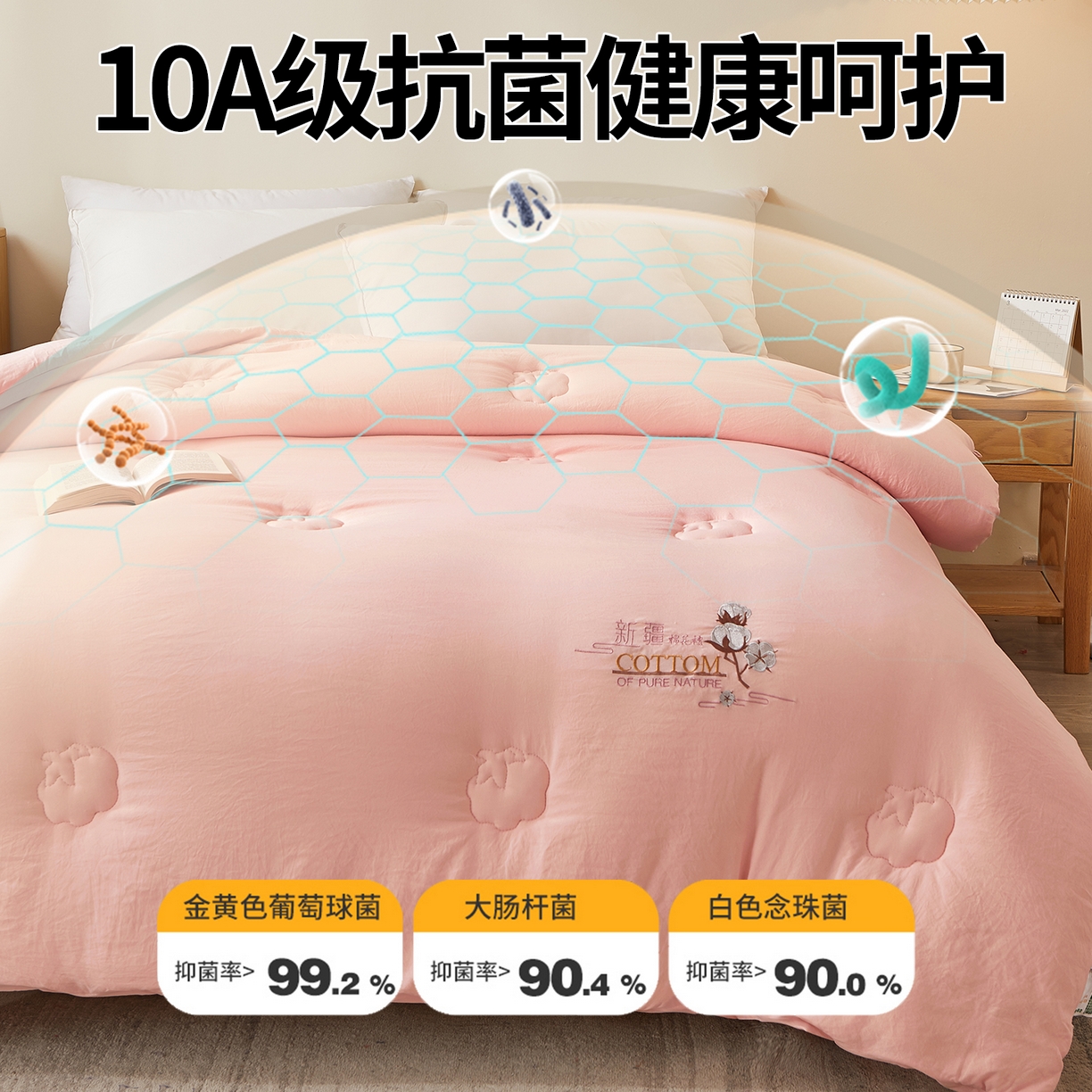 91家纺网 家纺一手货源 找家纺 2025新款A类填充100%棉新疆棉花被子毛巾绣贴布绣冬被棉被全棉冬季加厚保暖纯棉花被芯贵族粉