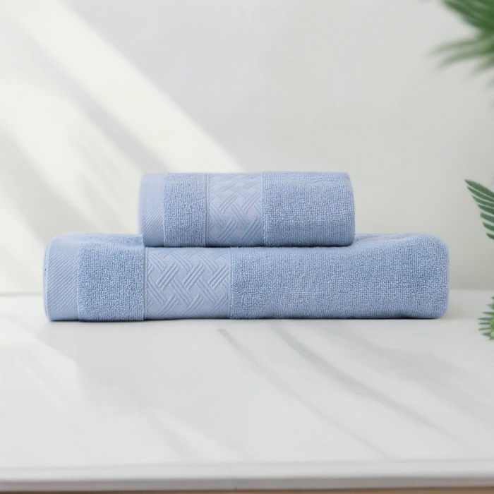 91家纺网 家纺一手货源 找家纺 彩虹毛巾 2025新款全棉纯棉毛巾X丝带中国风纯棉毛巾浴巾套装全棉长绒棉毛巾加厚浴巾套装 天蓝 33x74cm毛巾+70x140cm浴巾