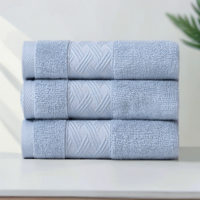 91家纺网 家纺一手货源 找家纺 彩虹毛巾 2025新款全棉纯棉毛巾X丝带中国风纯棉毛巾浴巾套装全棉长绒棉毛巾加厚浴巾套装 天蓝 33x74cm毛巾+70x140cm浴巾